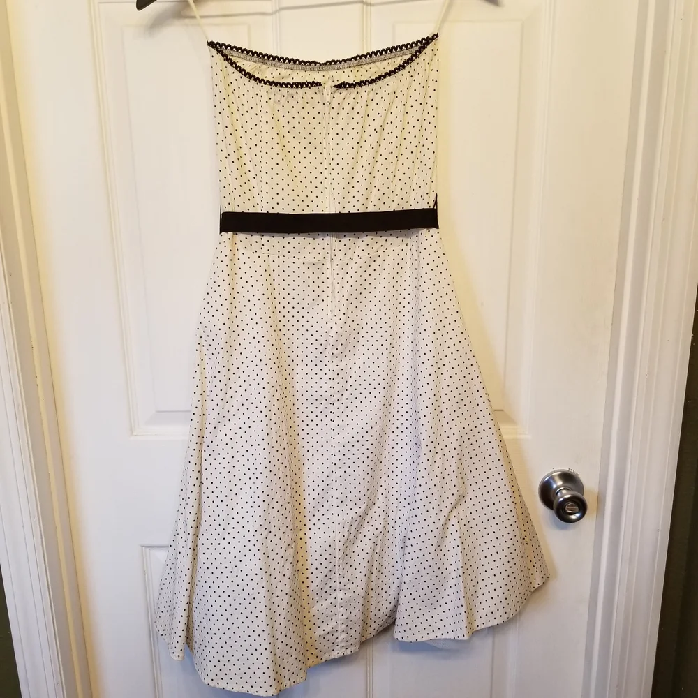 Ruby Rox Ivory Polka Dot Dress with Black Sash - Picture 6 of 7